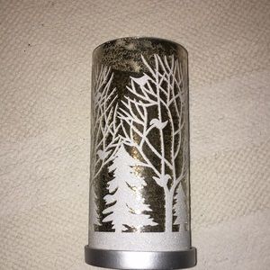 Frosted Glass Winter Forest LED Table Top Lantern